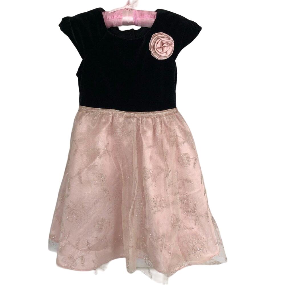 Jona Michelle Girls Special Occasion A-line Dress Round Neck Cap Sleeves Sz 4T